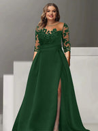 Sweetheart Lace A Line Mother Of The Bride Dress With Quarter Sleeves Side Split