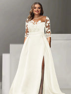Sweetheart Lace A Line Mother Of The Bride Dress With Quarter Sleeves Side Split