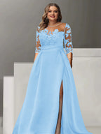 Sweetheart Lace A Line Mother Of The Bride Dress With Quarter Sleeves Side Split