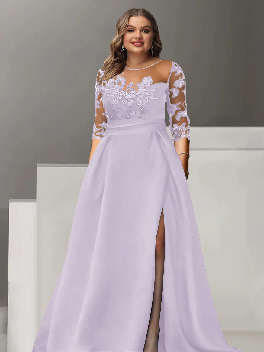 Sweetheart Lace A Line Mother Of The Bride Dress With Quarter Sleeves Side Split