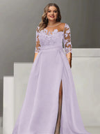Sweetheart Lace A Line Mother Of The Bride Dress With Quarter Sleeves Side Split