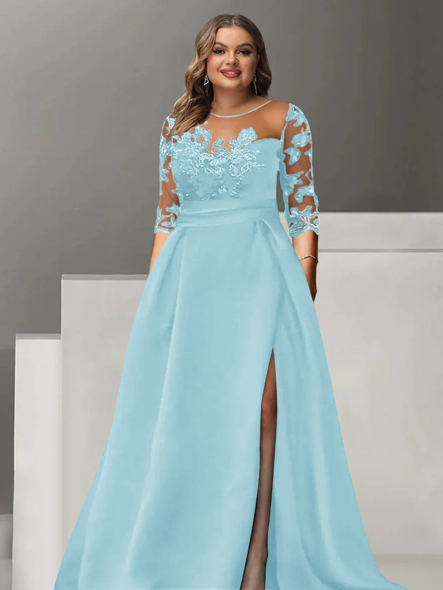 Sweetheart Lace A Line Mother Of The Bride Dress With Quarter Sleeves Side Split