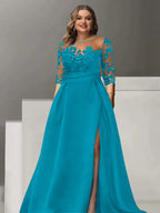 Sweetheart Lace A Line Mother Of The Bride Dress With Quarter Sleeves Side Split