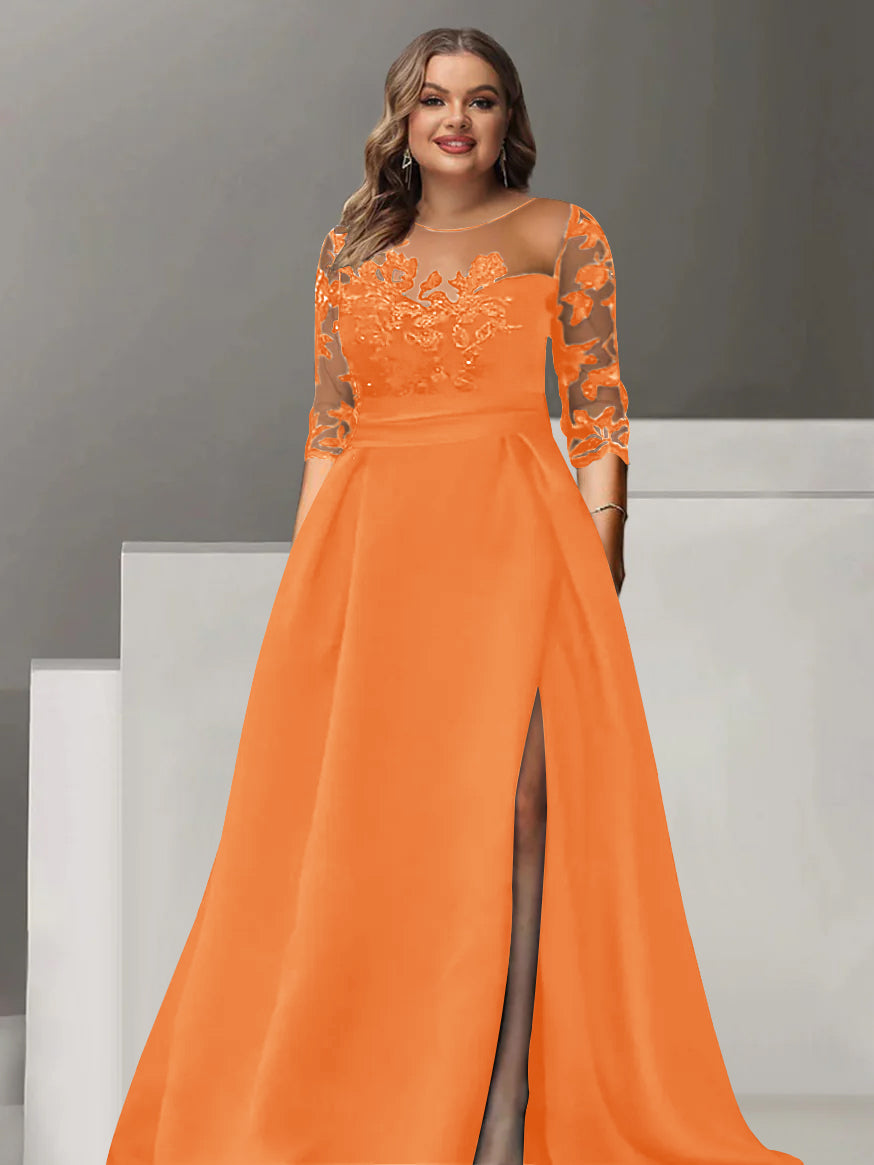 Sweetheart Lace A Line Mother Of The Bride Dress With Quarter Sleeves Side Split
