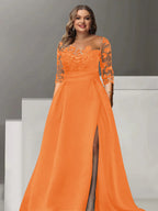 Sweetheart Lace A Line Mother Of The Bride Dress With Quarter Sleeves Side Split