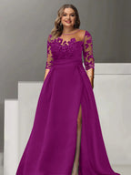 Sweetheart Lace A Line Mother Of The Bride Dress With Quarter Sleeves Side Split