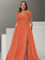 Sweetheart Lace A Line Mother Of The Bride Dress With Quarter Sleeves Side Split
