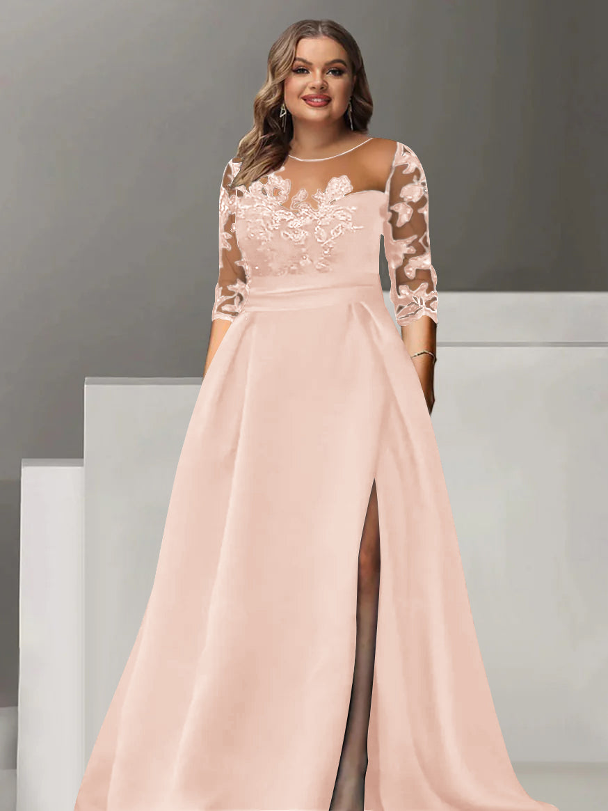 Sweetheart Lace A Line Mother Of The Bride Dress With Quarter Sleeves Side Split