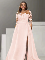 Sweetheart Lace A Line Mother Of The Bride Dress With Quarter Sleeves Side Split