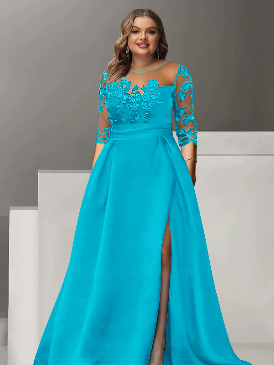 Sweetheart Lace A Line Mother Of The Bride Dress With Quarter Sleeves Side Split