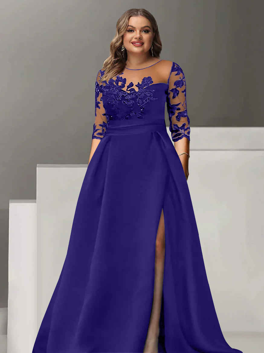 Sweetheart Lace A Line Mother Of The Bride Dress With Quarter Sleeves Side Split