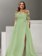 Sweetheart Lace A Line Mother Of The Bride Dress With Quarter Sleeves Side Split