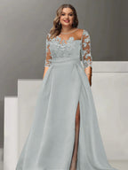 Sweetheart Lace A Line Mother Of The Bride Dress With Quarter Sleeves Side Split