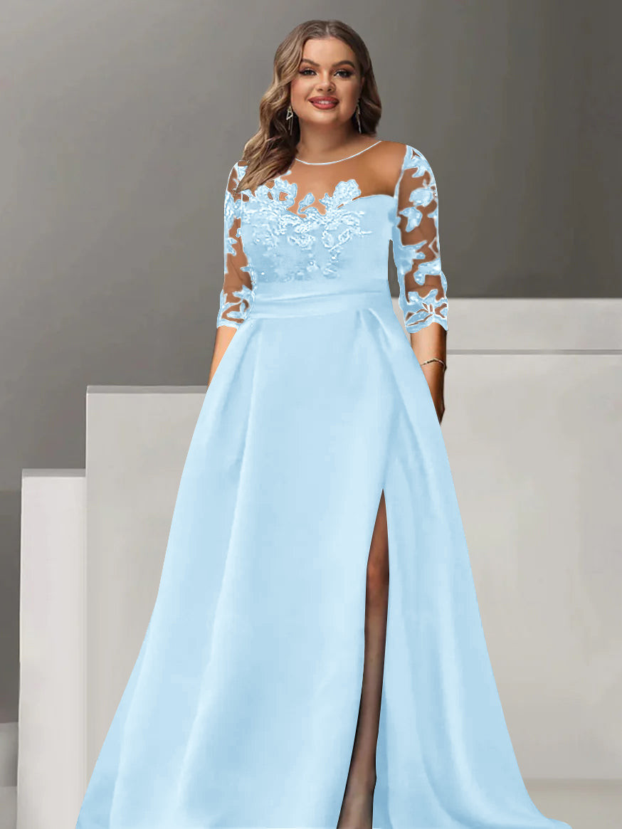Sweetheart Lace A Line Mother Of The Bride Dress With Quarter Sleeves Side Split