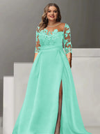 Sweetheart Lace A Line Mother Of The Bride Dress With Quarter Sleeves Side Split