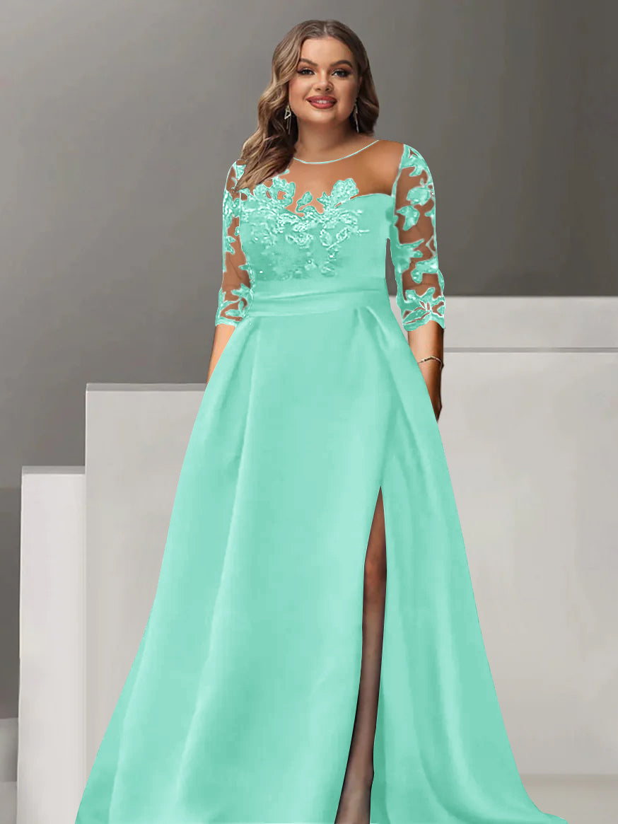 Sweetheart Lace A Line Mother Of The Bride Dress With Quarter Sleeves Side Split