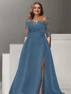 Sweetheart Lace A Line Mother Of The Bride Dress With Quarter Sleeves Side Split