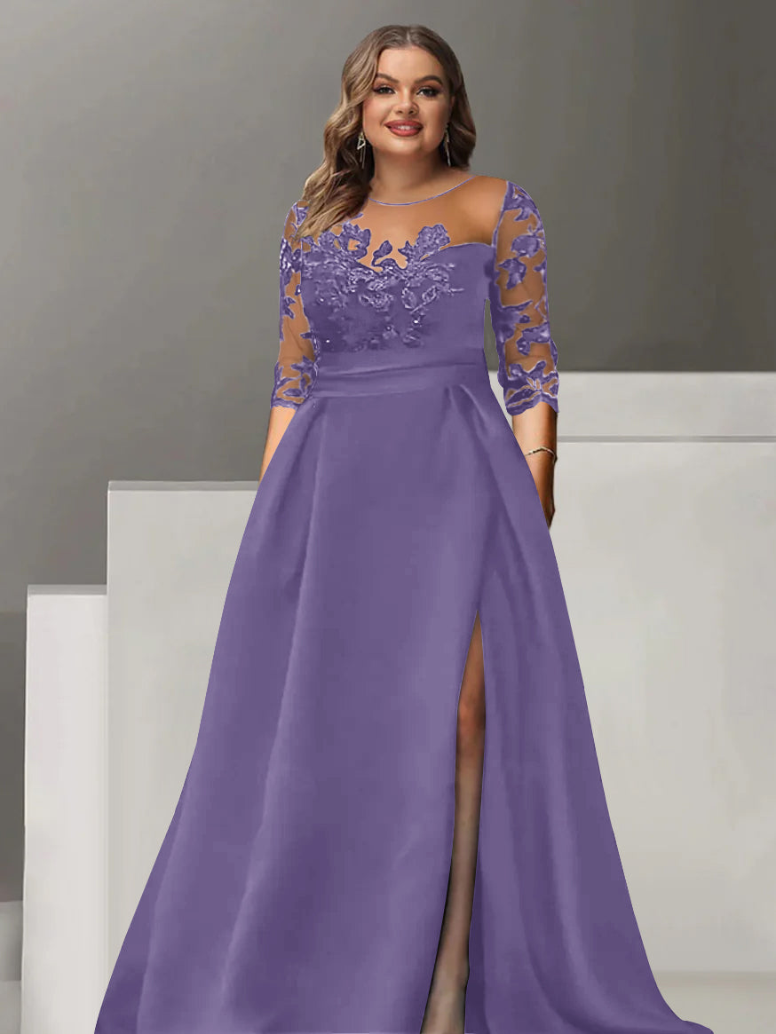Sweetheart Lace A Line Mother Of The Bride Dress With Quarter Sleeves Side Split