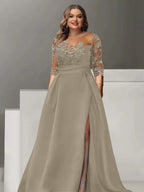 Sweetheart Lace A Line Mother Of The Bride Dress With Quarter Sleeves Side Split