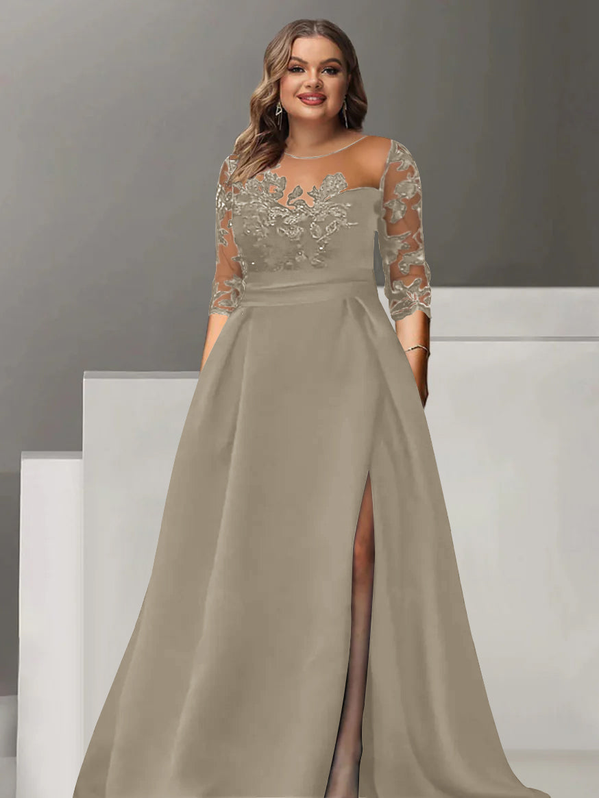 Sweetheart Lace A Line Mother Of The Bride Dress With Quarter Sleeves Side Split