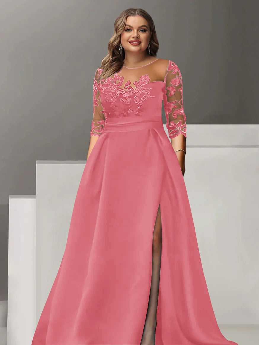 Sweetheart Lace A Line Mother Of The Bride Dress With Quarter Sleeves Side Split