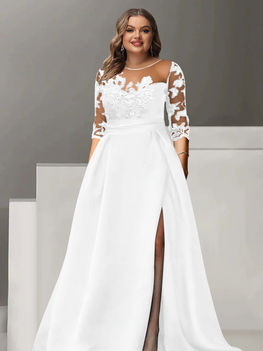Sweetheart Lace A Line Mother Of The Bride Dress With Quarter Sleeves Side Split