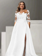 Sweetheart Lace A Line Mother Of The Bride Dress With Quarter Sleeves Side Split
