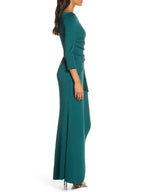 Mother Of The Bride Dress Three Quarter Sleeve Scoop Neck Ruffled Sheath