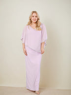 Floor Length Mother of the Bride Gown with Three Quarter Length Sleeves