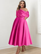 One-shoulder A-line Princess Dress with Ruffles for the Mother of the Bride