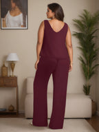 Plus Size Chiffon 3 Piece Pantsuit With Beaded Jacket For Mother Of The Bride