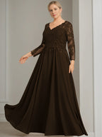 V Neck Dress With Three Quarter Sleeves Sequins Plus Size Mother Of The Bride