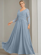 V Neck Dress With Three Quarter Sleeves Sequins Plus Size Mother Of The Bride