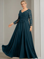 V Neck Dress With Three Quarter Sleeves Sequins Plus Size Mother Of The Bride