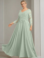 V Neck Dress With Three Quarter Sleeves Sequins Plus Size Mother Of The Bride