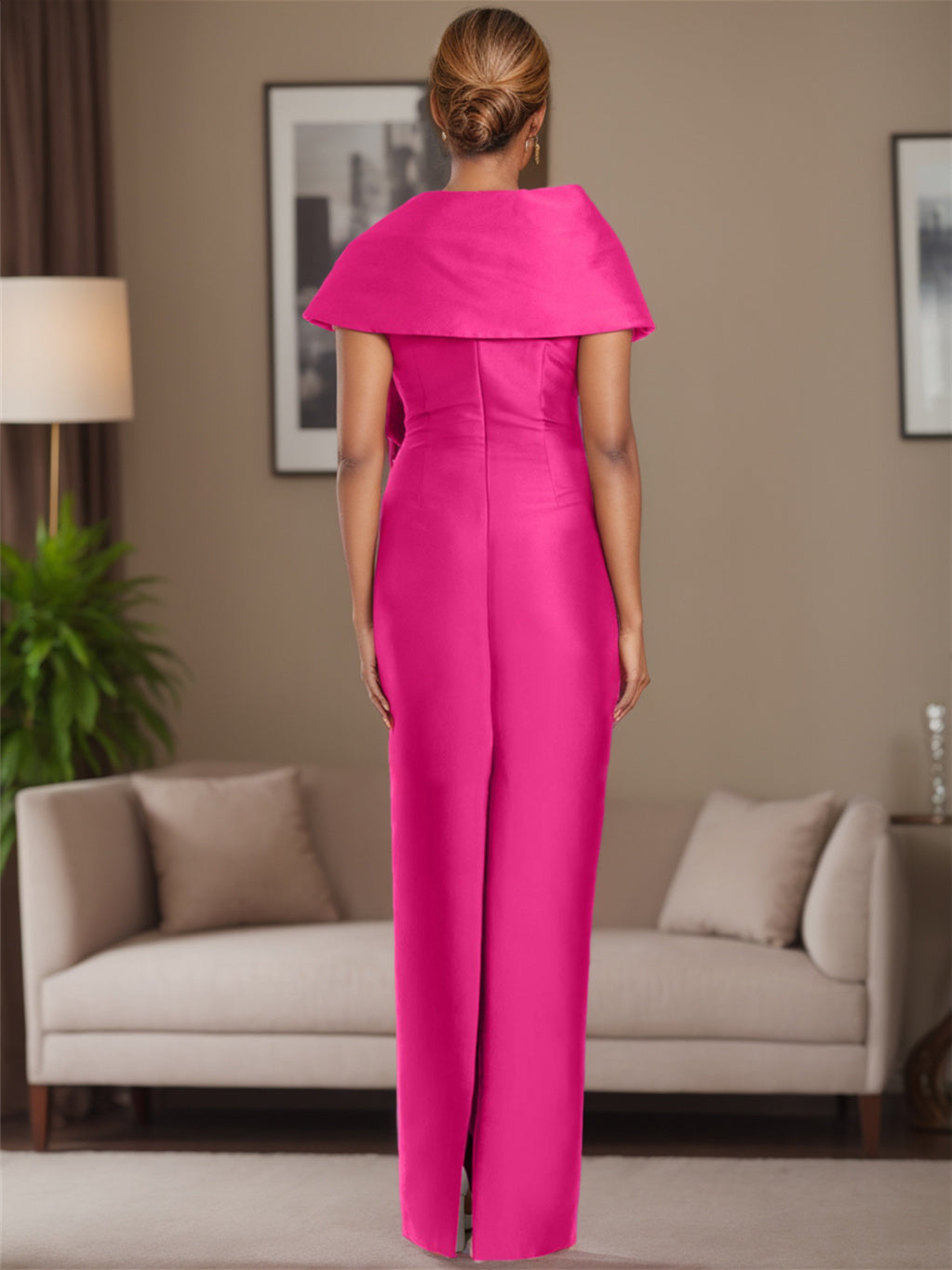 Satin Floor Length Sleeveless Mother Of The Bride Dress With Asymmetrical Bow