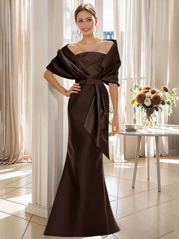 2 Piece Floor Length Trumpet Dresses For Mother Of The Bride And Groom With Wrap