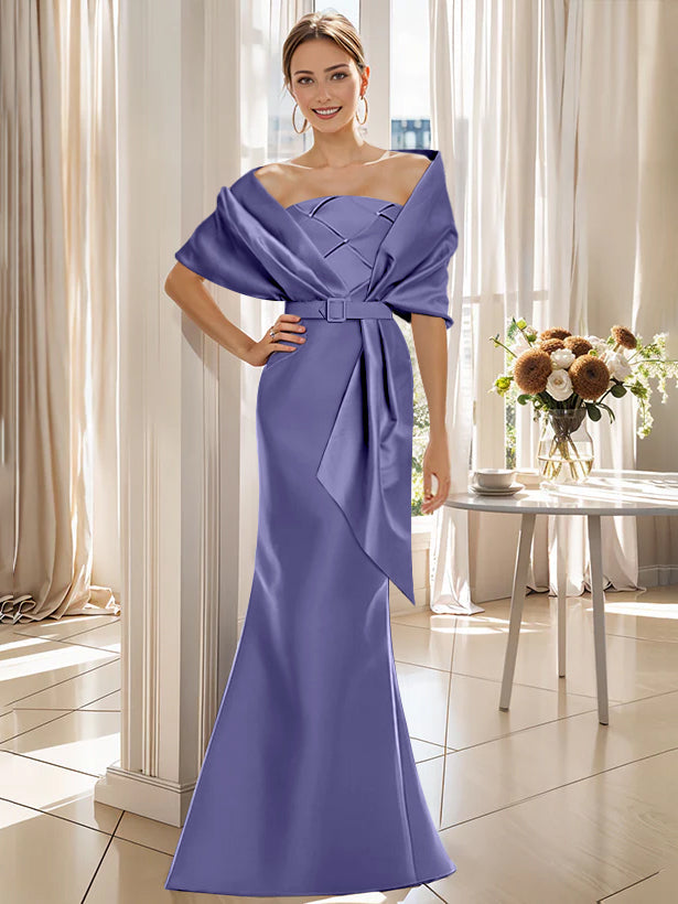 2 Piece Floor Length Trumpet Dresses For Mother Of The Bride And Groom With Wrap