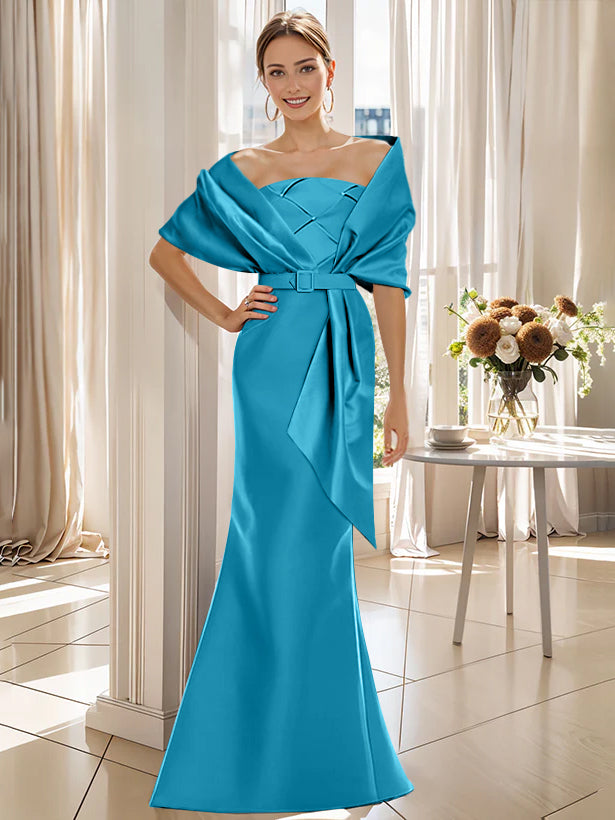 2 Piece Floor Length Trumpet Dresses For Mother Of The Bride And Groom With Wrap