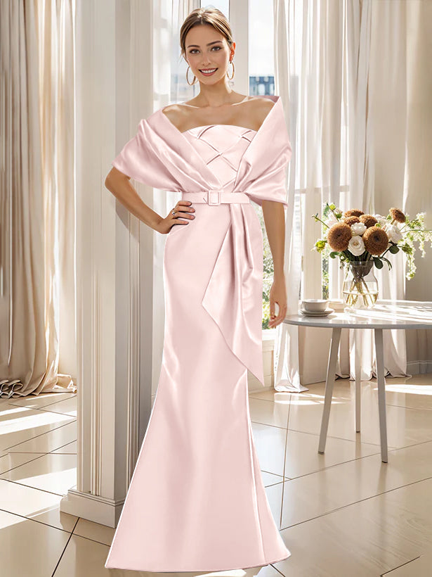 2 Piece Floor Length Trumpet Dresses For Mother Of The Bride And Groom With Wrap