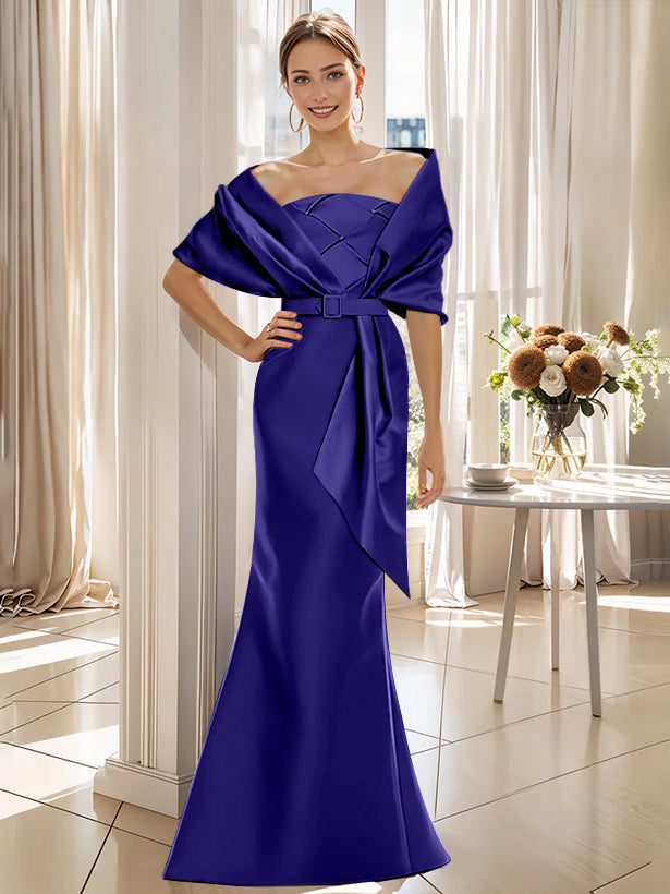 2 Piece Floor Length Trumpet Dresses For Mother Of The Bride And Groom With Wrap