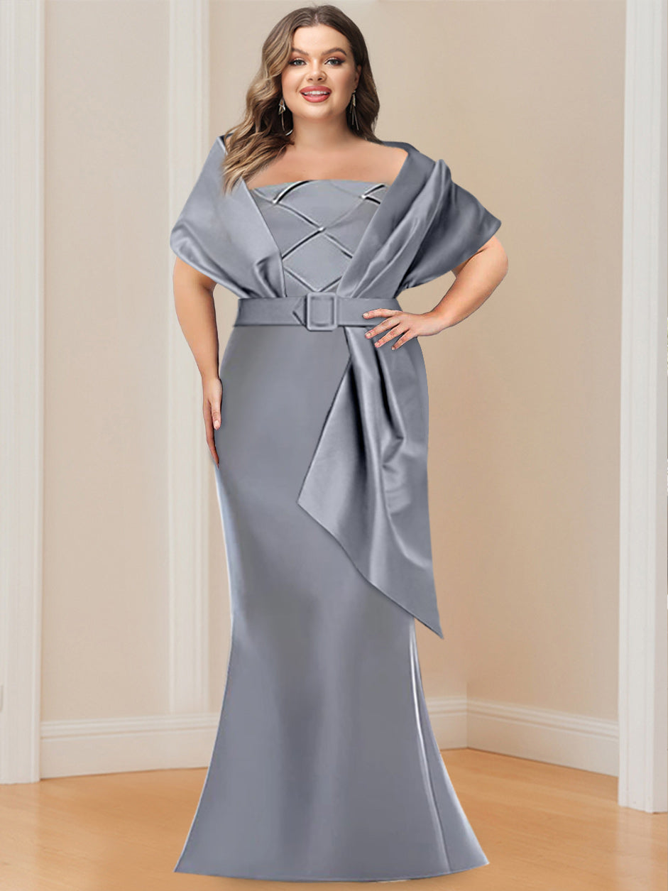2 Piece Floor Length Trumpet Dresses For Mother Of The Bride And Groom With Wrap