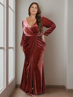 Velvet Mother Of The Bride Dress A Line Gown With V Neck And Ruffles