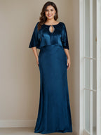 Floor Length Velvet Mother of the Bride Dress with Scoop Neck Beading Sequins