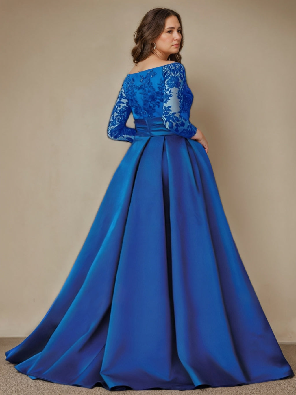 Off The Shoulder A Line Princess Floor Length Plus Size Mother Of Bride Dress