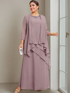 Plus Size Floor Length Sleeveless A Line Mother Of The Bride Dress With Beading