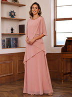 Floor Length A Line Princess Gown With Scoop Neck For Mother Of The Bride