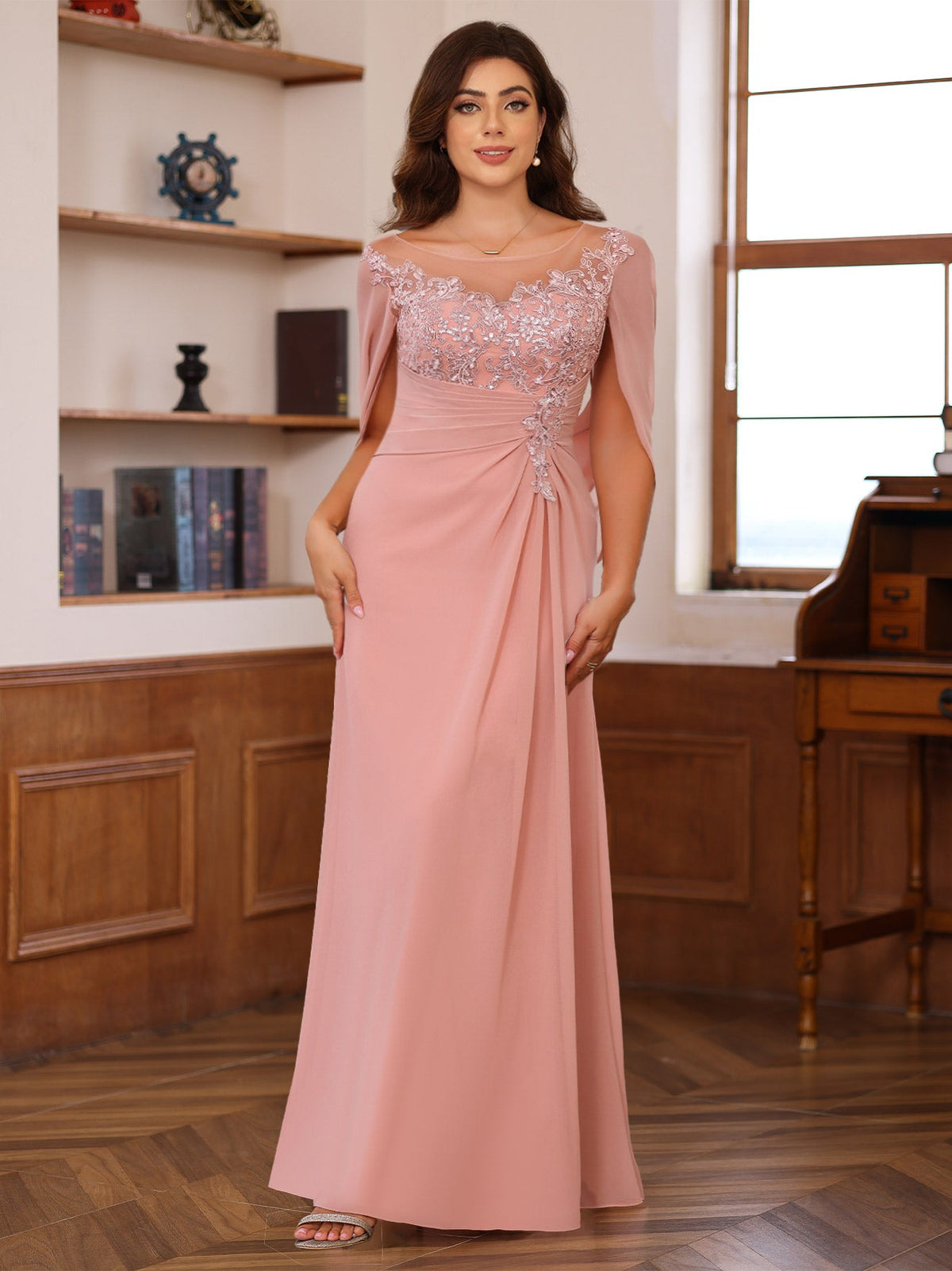 Floor Length A Line Mother Of The Bride Dresses With Pleated Sequins