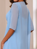 Plus Size Mother Of The Bride Knee Length A Line Dress With Square Neck Jacket