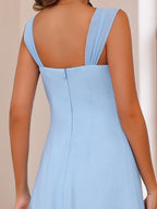 Knee Length A Line Mother Of The Bride Dress With Square Neck And Ruffles
